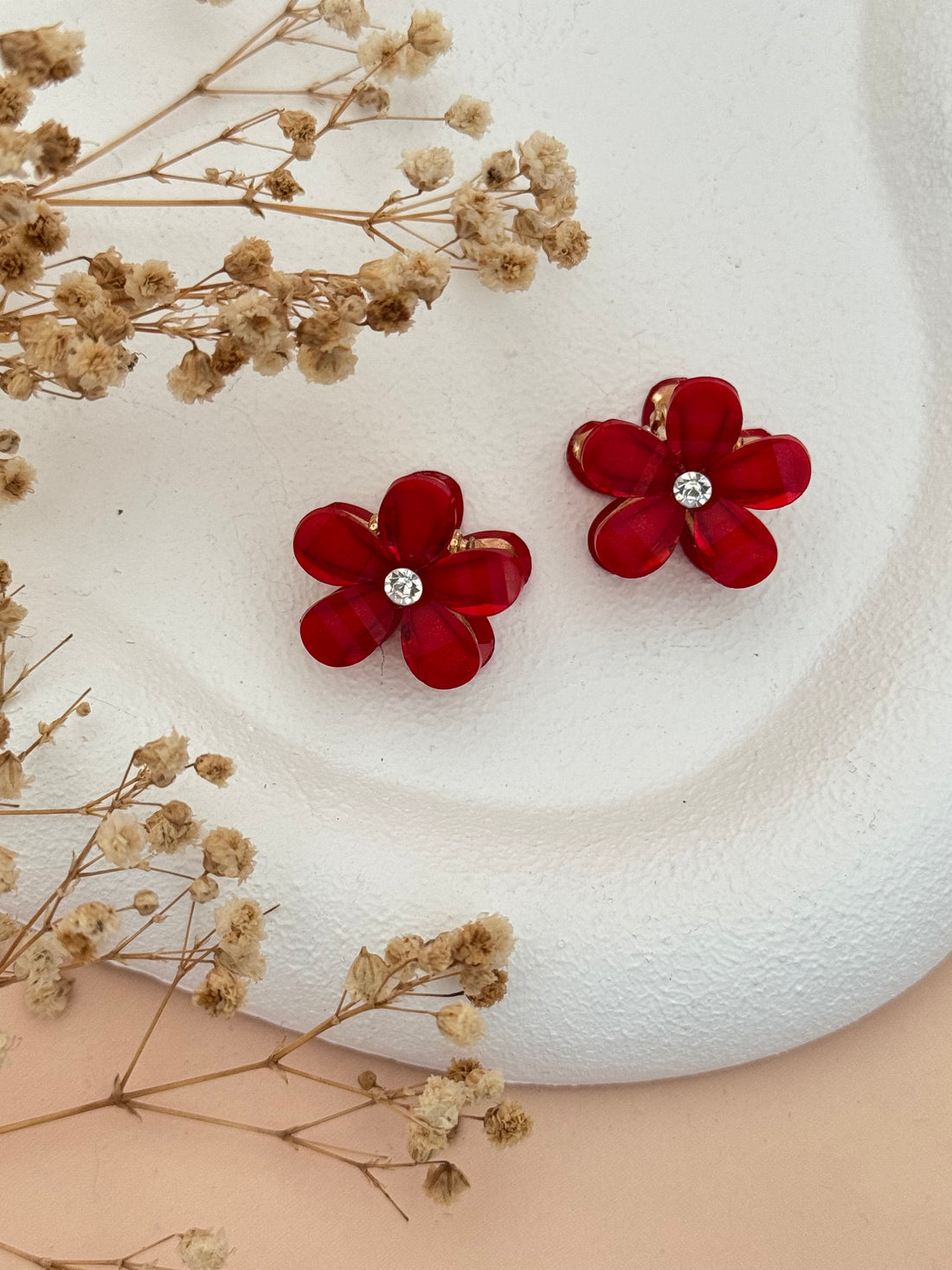 İTHAL KIRMIZI ÇİÇEK METAL MİNİ MANDAL TOKA (2ADET)