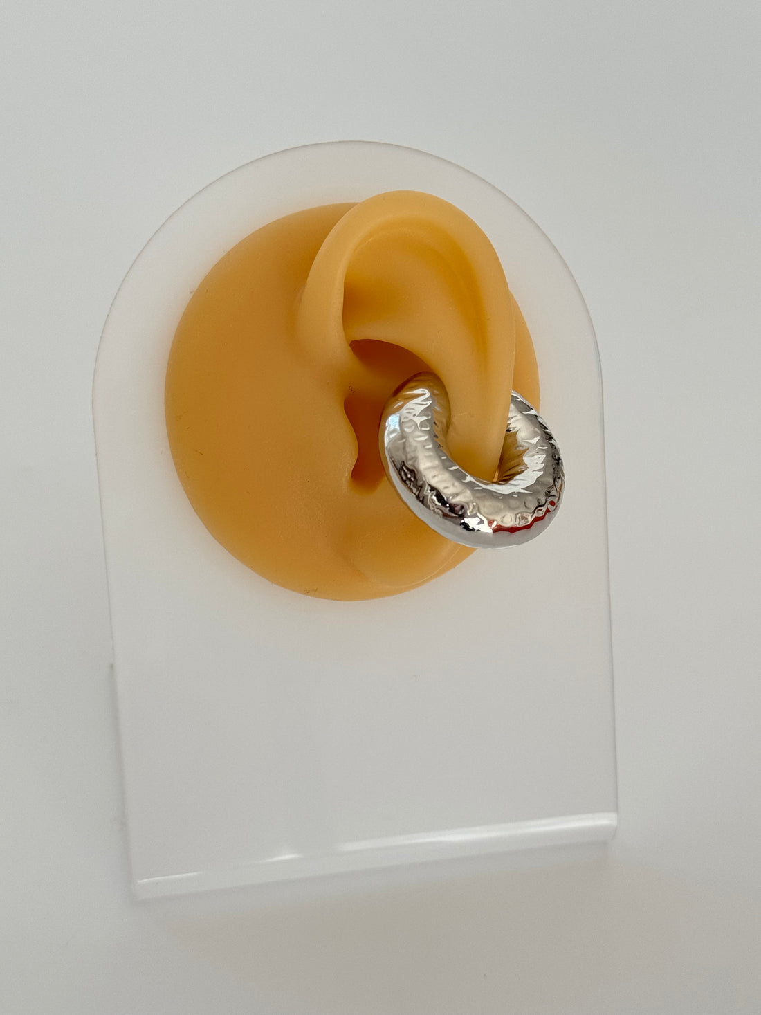 İTHAL XL DESENLİ BALON HALKA SİLVER KIKIRDAK KÜPE EARCUFF