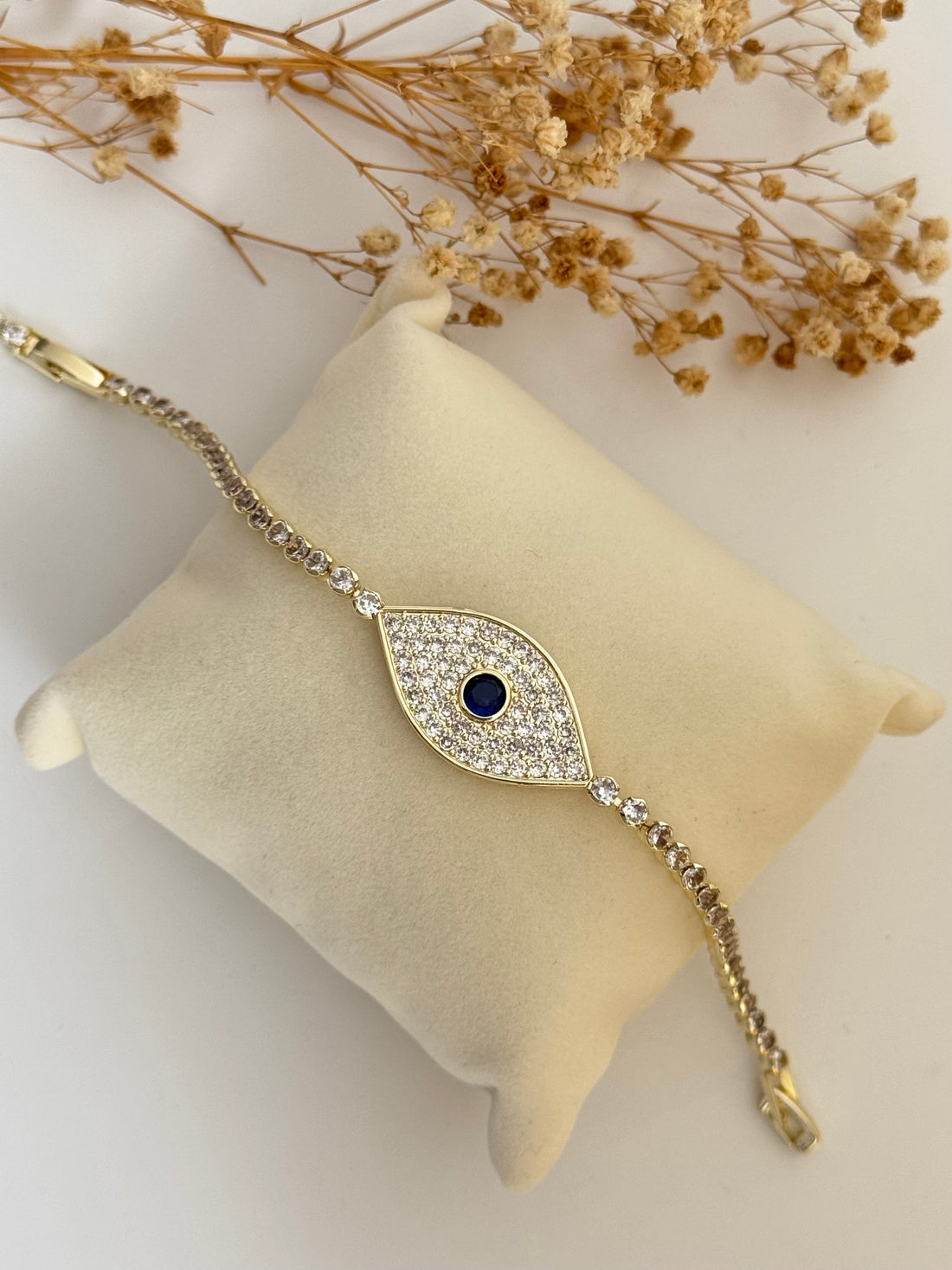 İTHAL TAŞLI NAZAR BONCUK GOLD BİLEKLİK