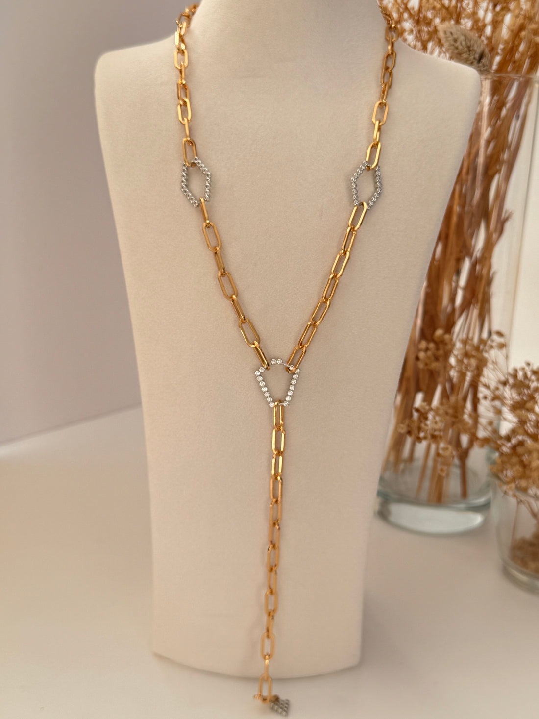 İTHAL TAŞLI ROSE GOLD Y KOLYE