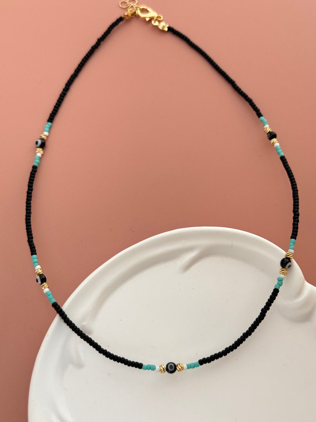 NOVA NAZAR BONCUK DETAYLI SİYAH KOLYE