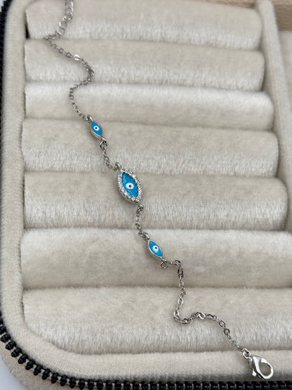 NERA NAZAR BONCUK DETAYLI SİLVER BİLEKLİK