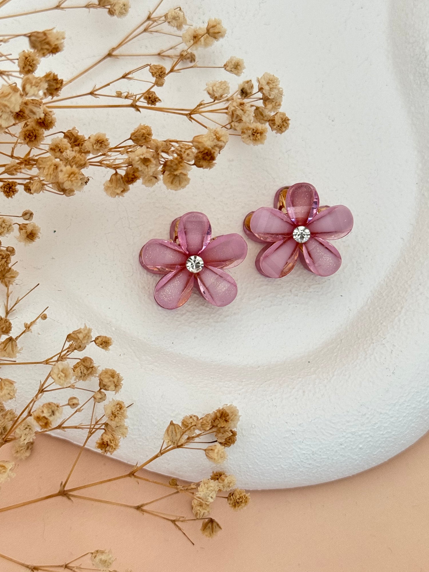 İTHAL LİLA ÇİÇEK METAL MİNİ MANDAL TOKA (2ADET)