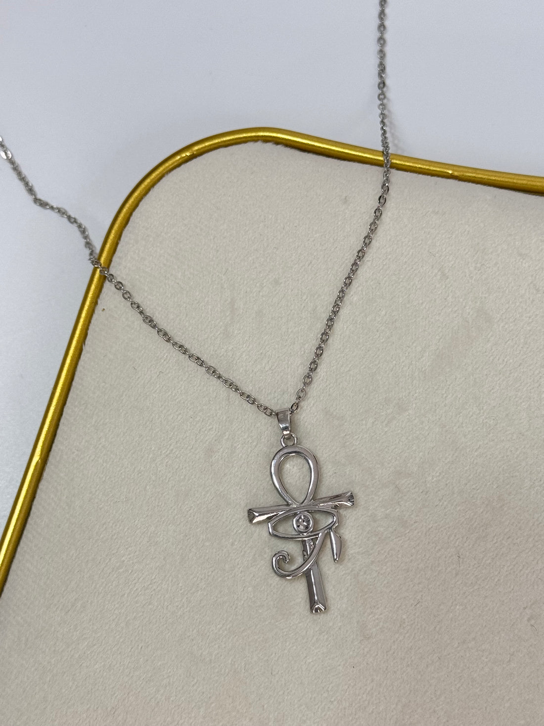 İTHAL GÖZ DETAYLI UZUN SİLVER KOLYE