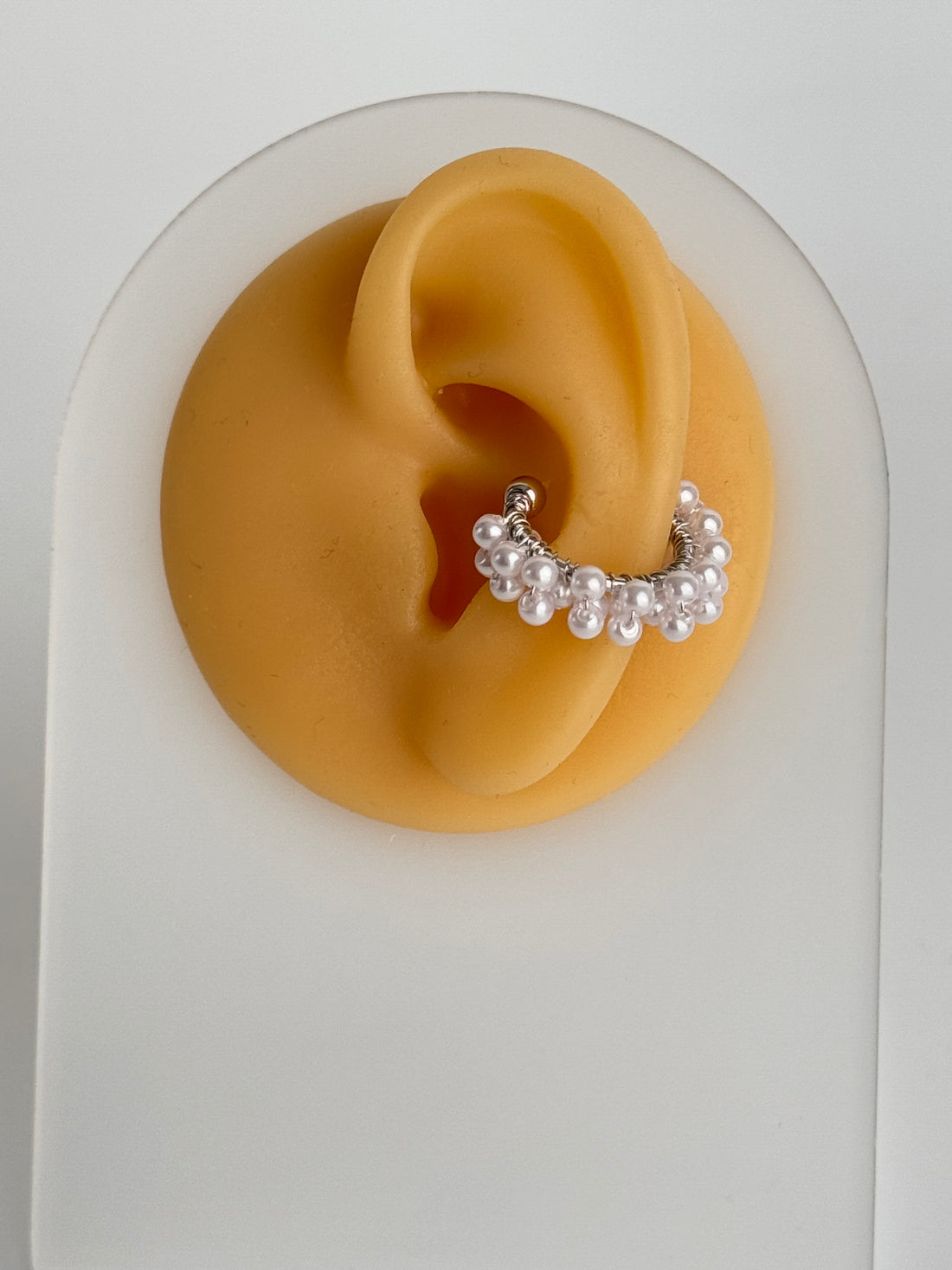 İTHAL İNCİ DETAYLI SİLVER KIKIRDAK KÜPE EARCUFF