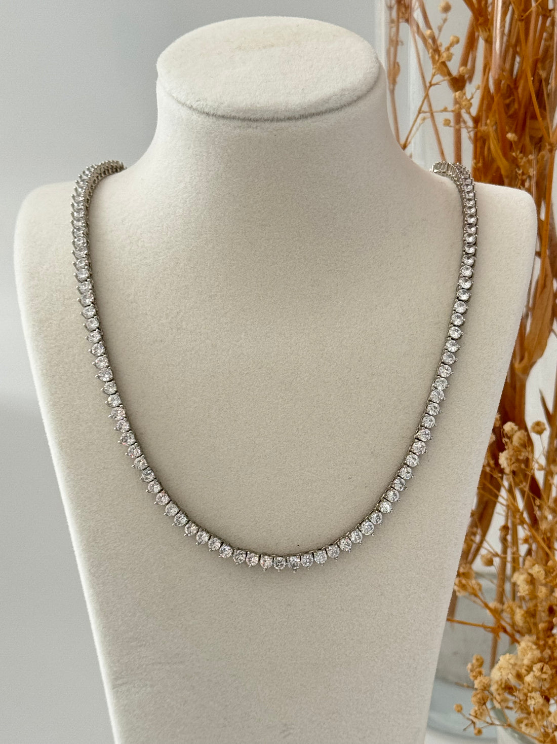 İTHAL ZİRKON TAŞLI DÖKÜM SU YOLU SİLVER KOLYE