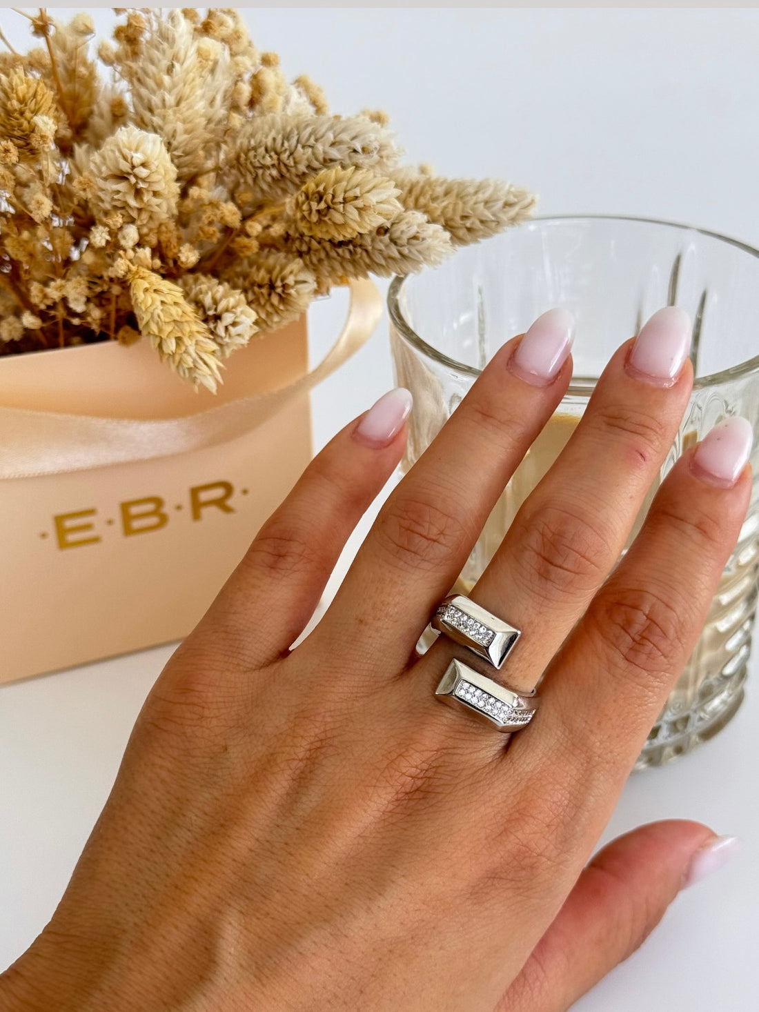 İTHAL TAŞ DETAYLI AYARLANABİLİR SİLVER YÜZÜK