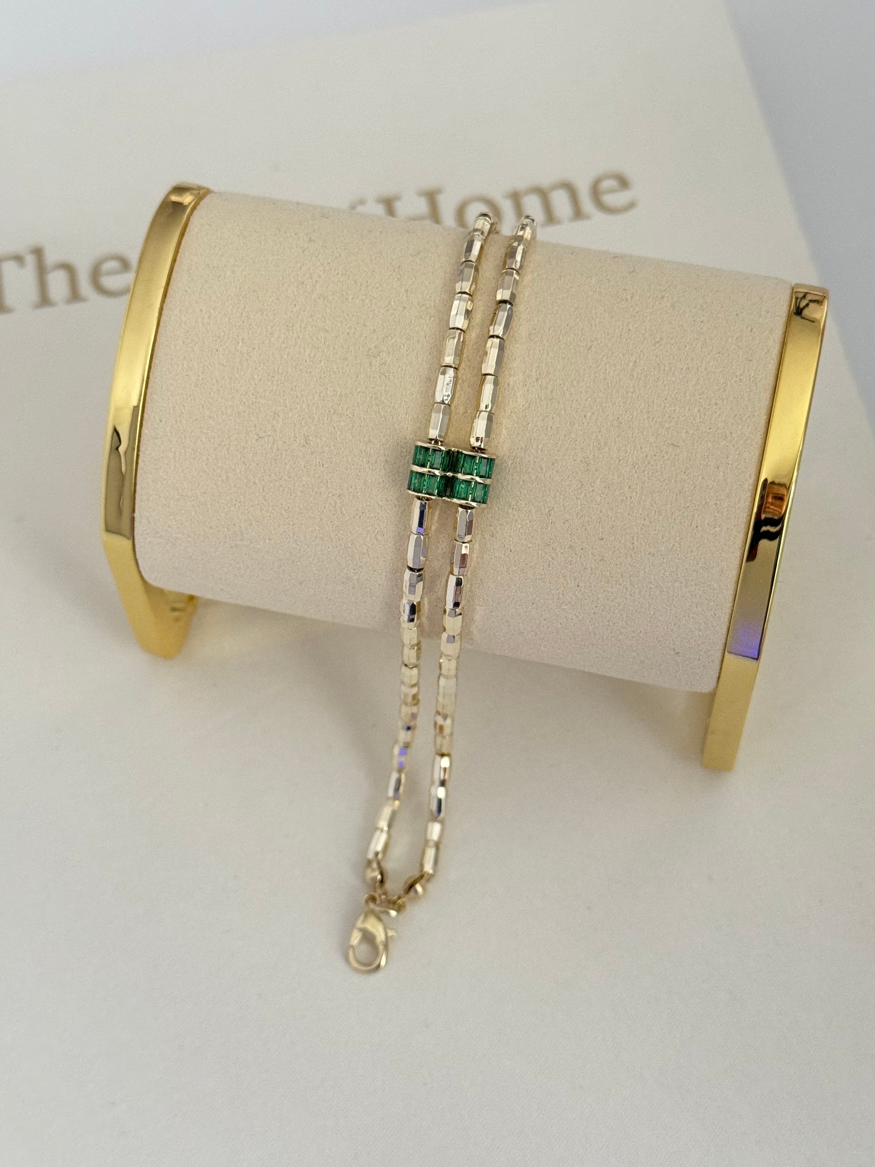 AMELİE YEŞİL TAŞ DETAYLI GOLD BİLEKLİK