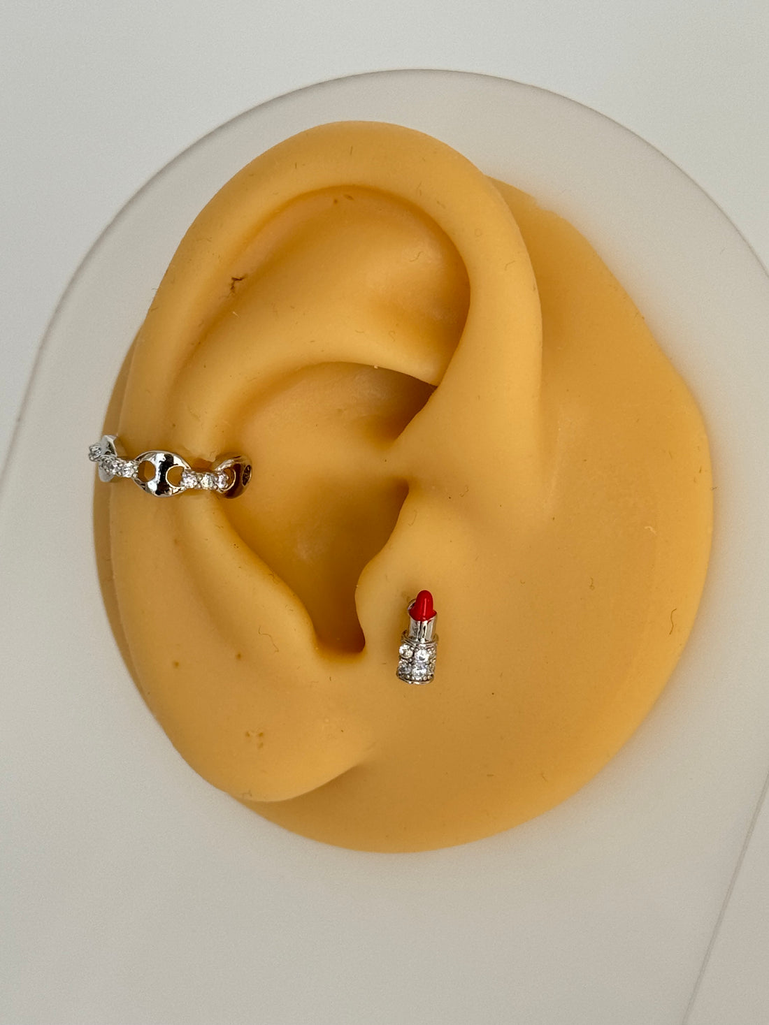 İTHAL RUJ DETAYLI SİLVER PİERCİNG