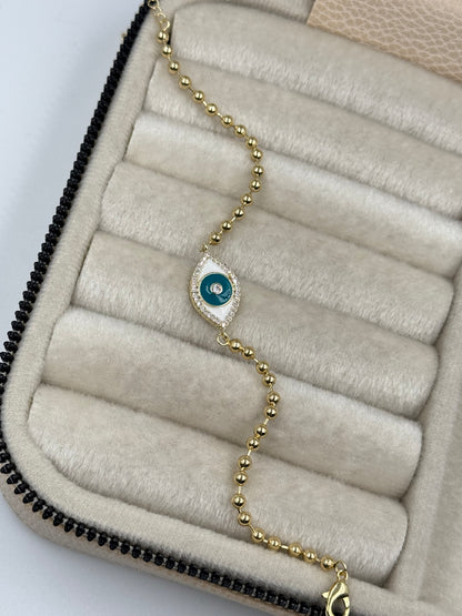 LORA NAZAR BONCUK DETAYLI GOLD BİLEKLİK