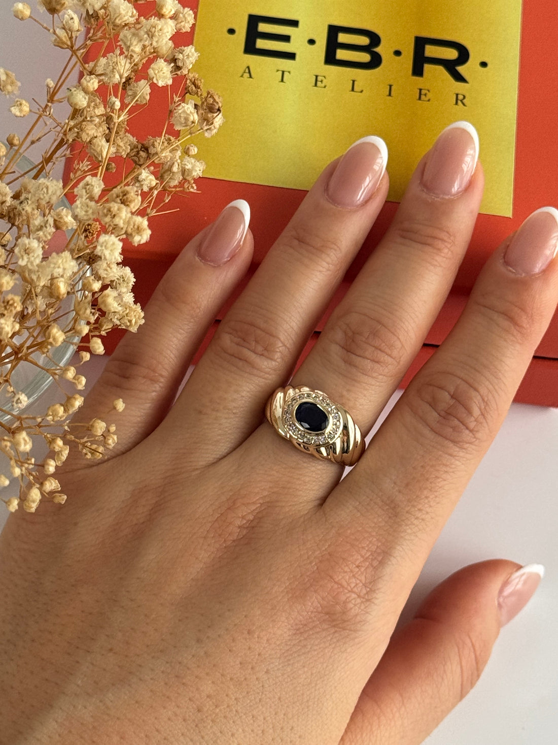 İTHAL MAVİ TAŞLI GOLD AYARLANABİLİR YÜZÜK