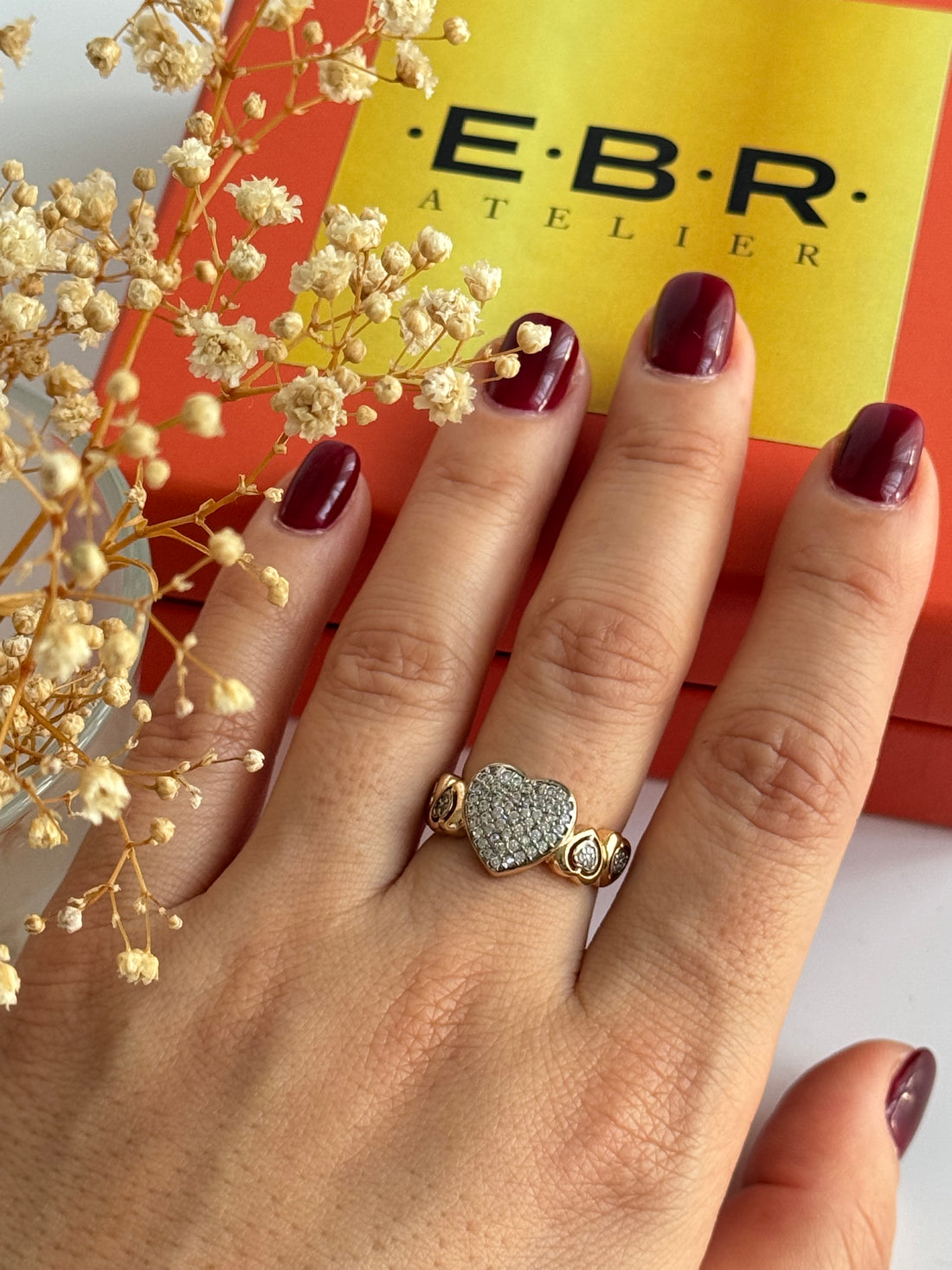 İTHAL KALP DETAYLI TAŞLI GOLD AYARLANABİLİR YÜZÜK