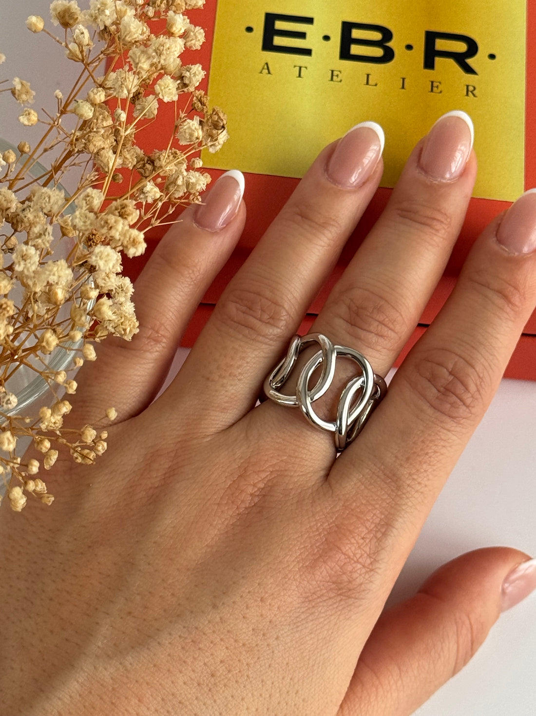 İTHAL ZİNCİR DETAYLI SİLVER AYARLANABİLİR YÜZÜK