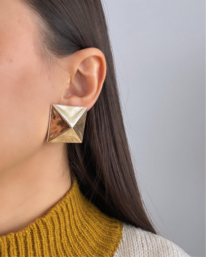 İTHAL PİRAMİT MODEL GOLD KÜPE