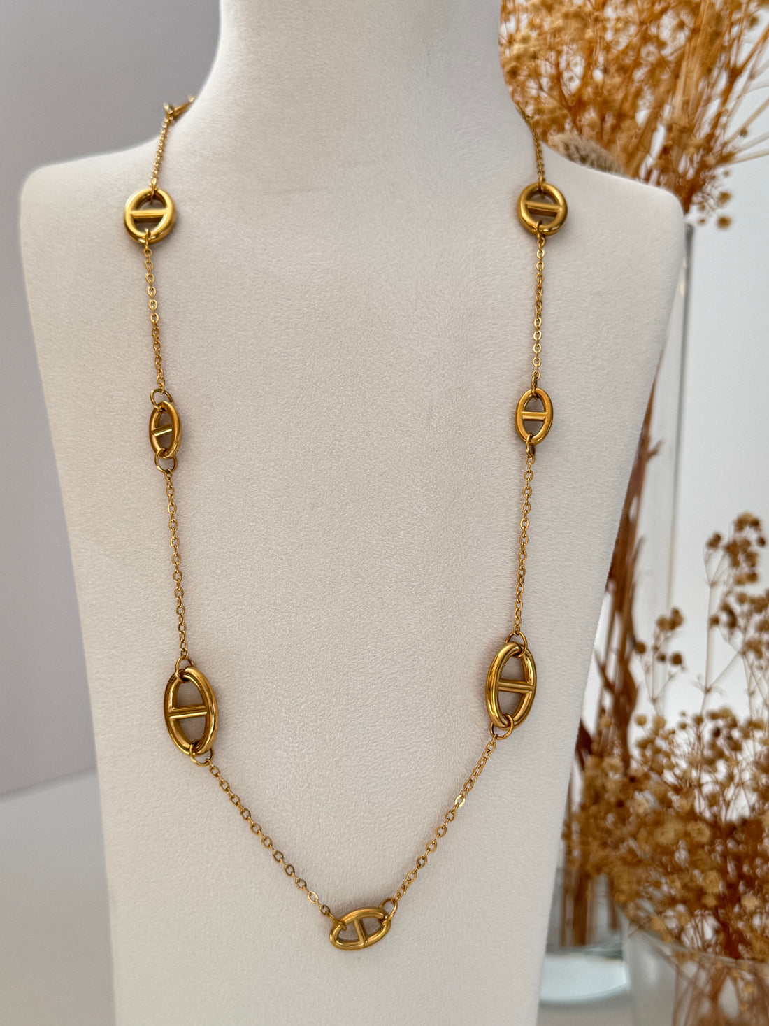 DETAYLI MARKA MODEL GOLD ÇELİK KOLYE