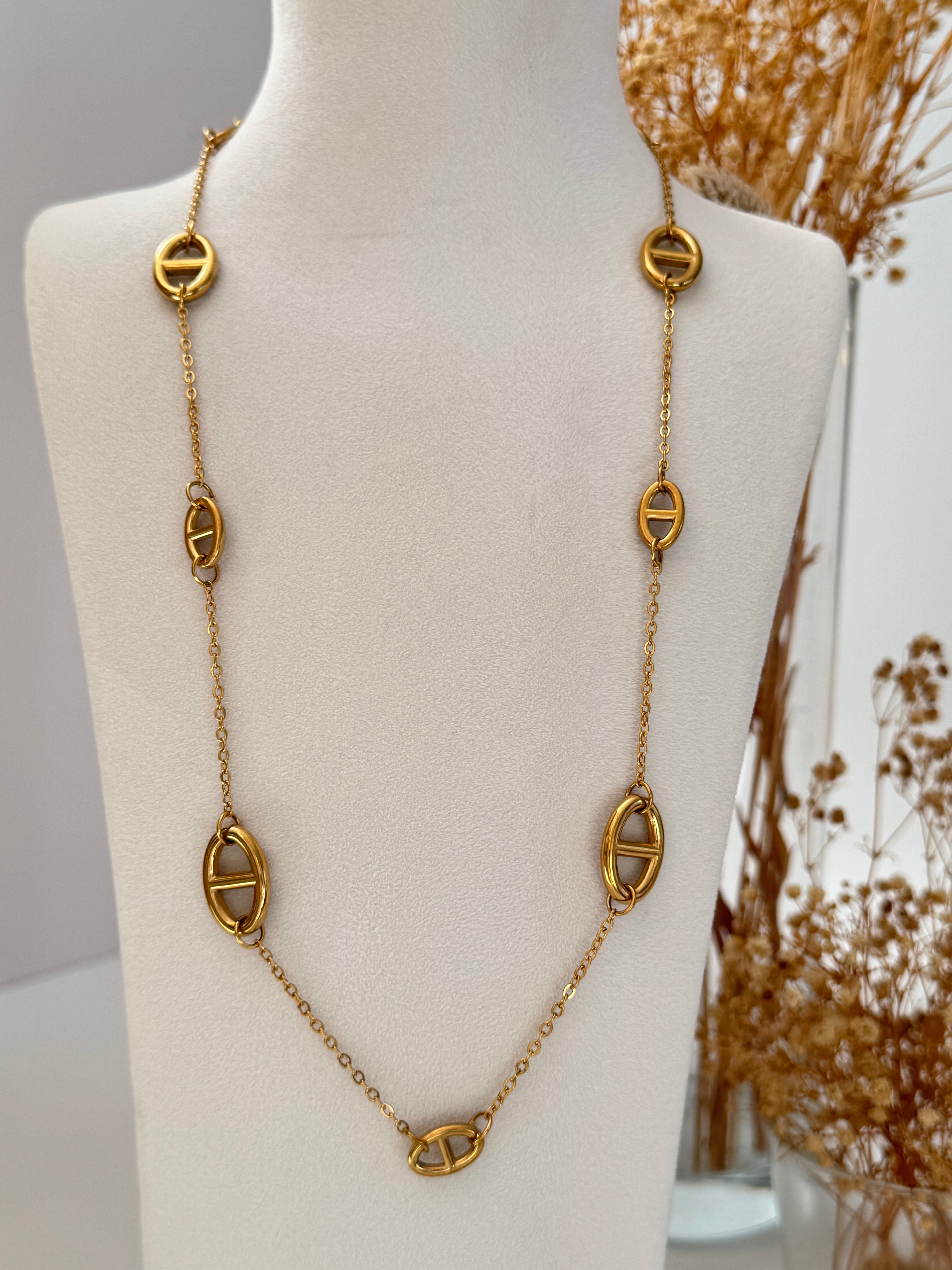 DETAYLI MARKA MODEL GOLD ÇELİK KOLYE