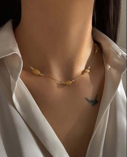 SİYARE SARI DOĞAL TAŞLI ALTIN KAPLAMA KOLYE