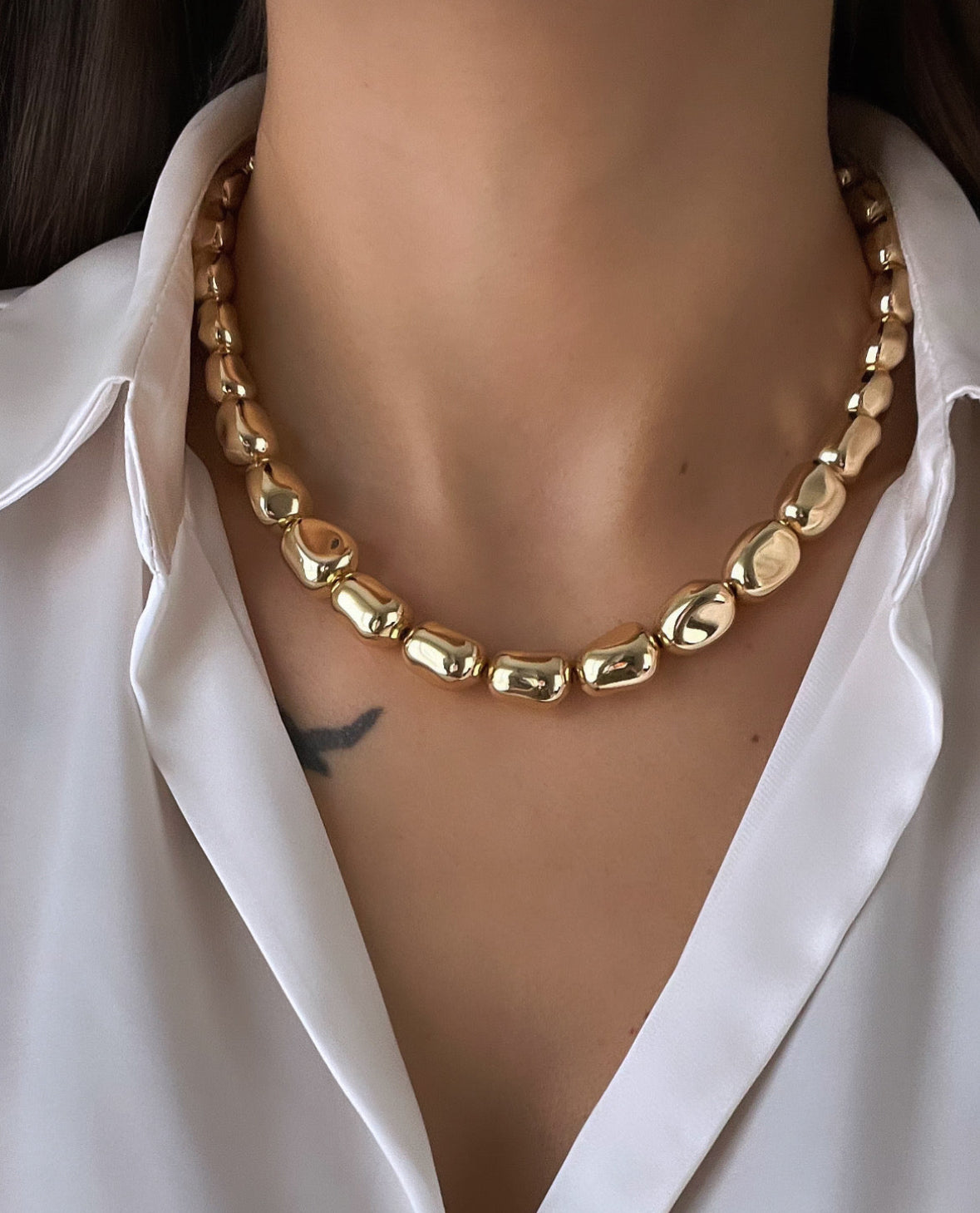 İTHAL KAPLAMA ÇAKIL TAŞI ROSE GOLD KOLYE