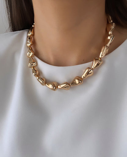 İTHAL KAPLAMA ROSE GOLD ÇAKIL TAŞI KOLYE