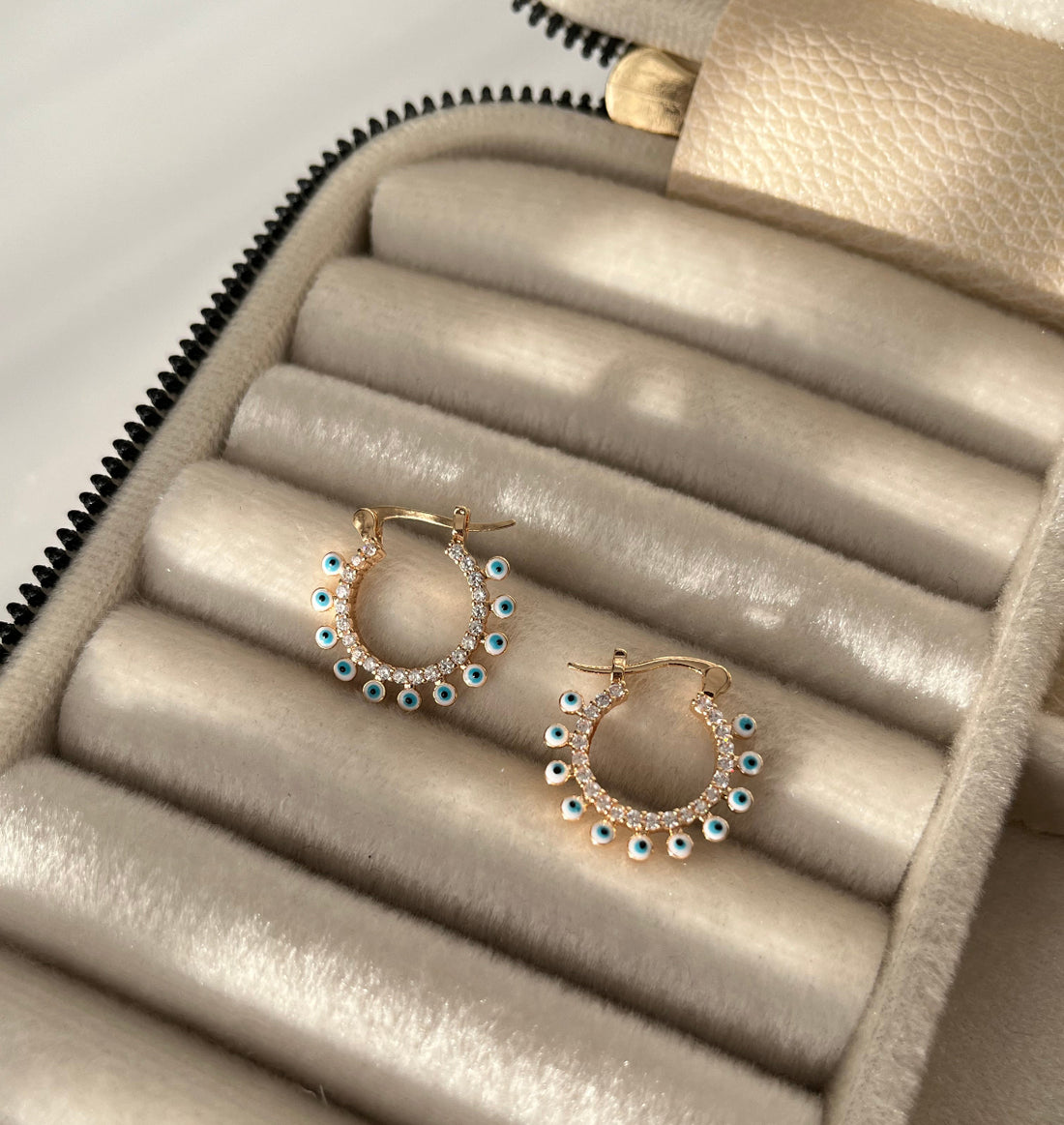 NAZAR BONCUK DETAYLI GOLD HALKA KÜPE