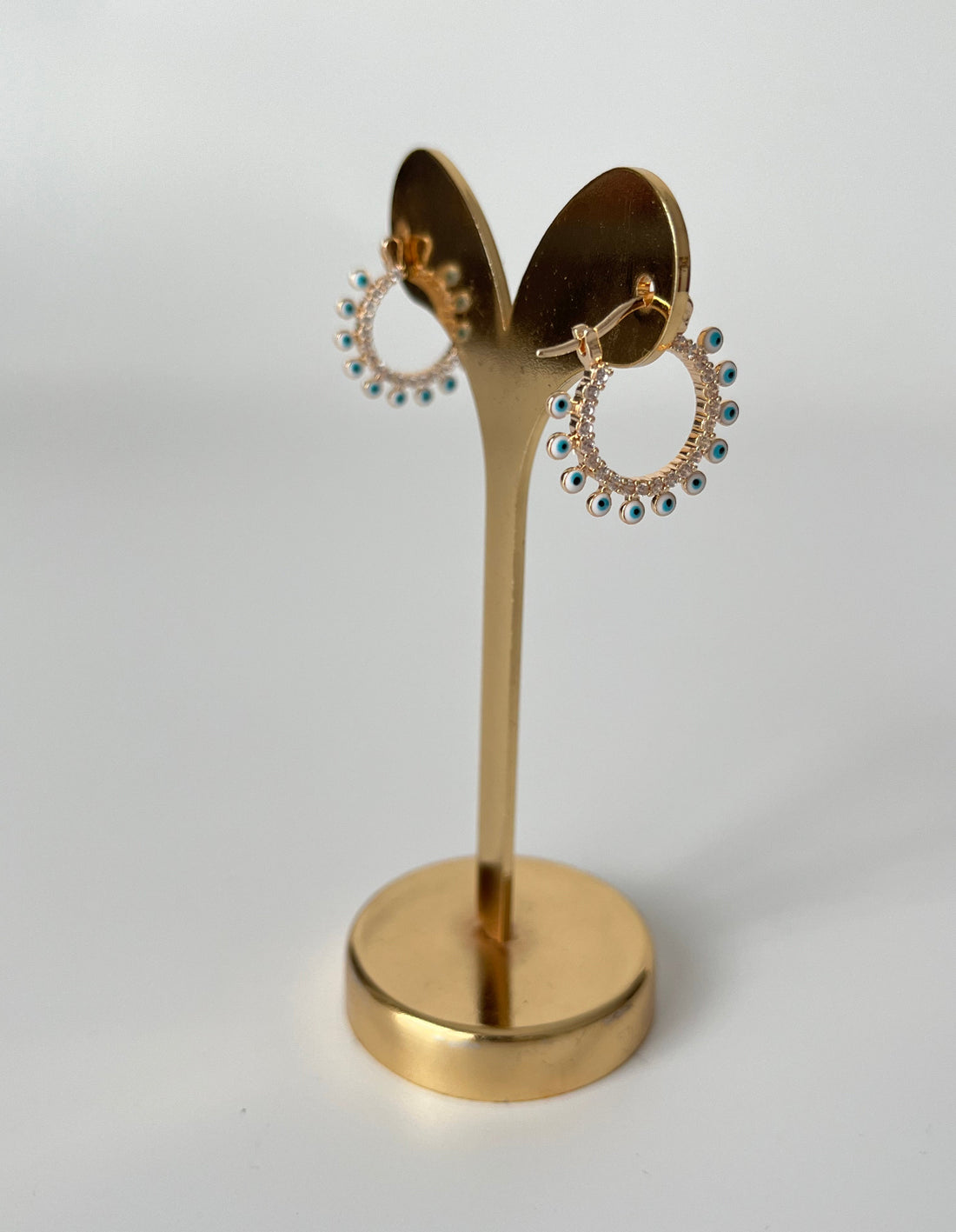 NAZAR BONCUK DETAYLI GOLD HALKA KÜPE